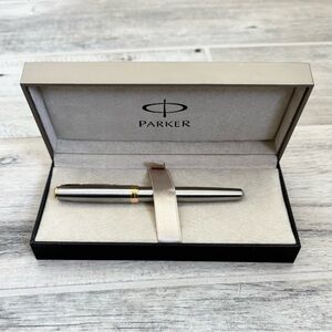 Parker Sonnett Rollerball Stainless Steel Gold Trim Pen